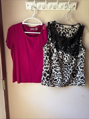 Chico's Black and White Leopard Print Shell Chico’s Sz 1